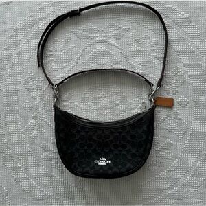 Coach Black Quilted Crescent Shoulder Bag
